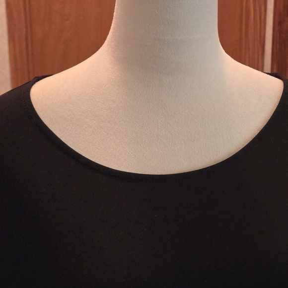 Allison Daley Black Top 2X Tunic Length 3/4 Cold Shoulder Sleeve White Polka Dot - Picture 6 of 14